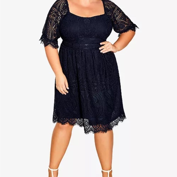 City Chic Navy Mid-Sleeve Dress – Plus Size 16 NEW - Picture 1 of 5